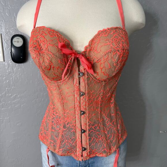 Savage X Fenty Keepsake Lace Corset, Posh Pink, XL - Picture 2 of 7